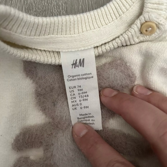 H&M Baby Cream Sweater Set With Teddy Bear Size 6-9 Months - Picture 5 of 6